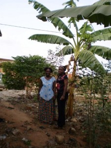 Julianne and Precious in front of Banana Tree